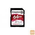 SDXC KINGSTON 64GB CANVAS REACT, 100MB/80MB/s, UHS-I Speed