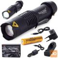 5v1 alu akumulato. LED ročna svetilka CREE zoom XM-L T6 400m